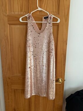 verty Rose Gold Sequin Mini Dress